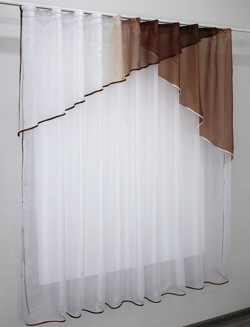 Кухонная занавесь (260х170см) цвет коричневый с белым 00к 59-329 Киев - изображение 2