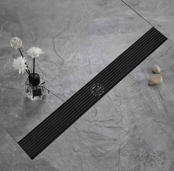 Трап для душу та ванної кімнати під плитку з нержавіючої сталі для зливу води, лінійний, підлоговий 60х6. 8х2 см,чорний Кам'янець-Подільський