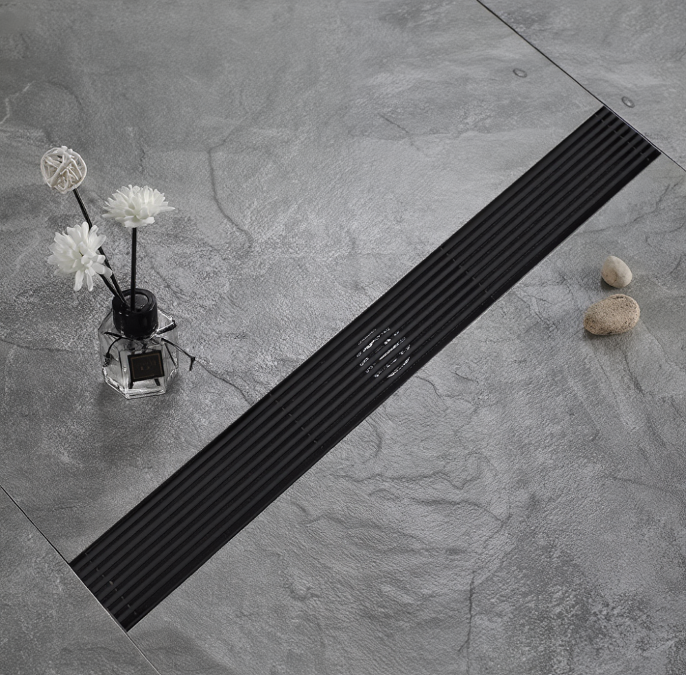 Трап для душу та ванної кімнати під плитку з нержавіючої сталі для зливу води, лінійний, підлоговий 60х6. 8х2 см,чорний Кам'янець-Подільський - фото 1
