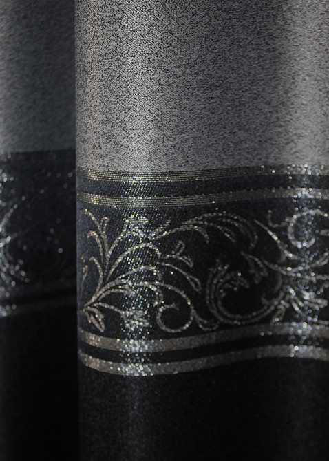 Комплект готовых штор VR-Textil ANZIO № 1468ш Серебристый с черным 140х280 см 2 шт (33-0333) Киев - изображение 8