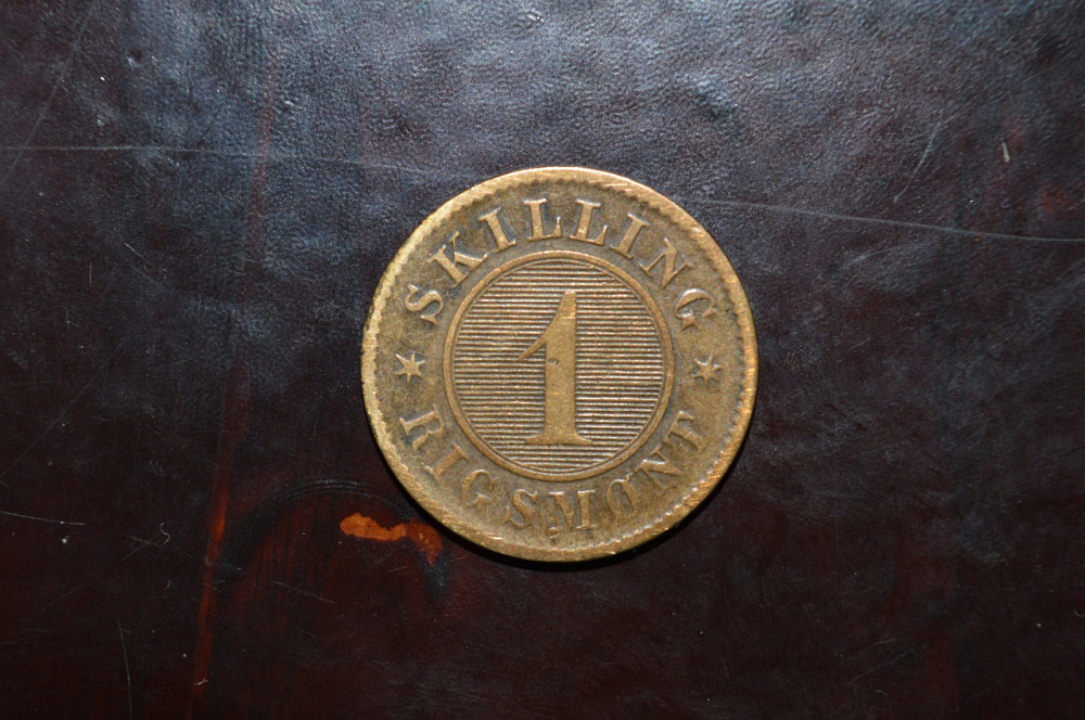 Данія 1 скіллінг 1863 рік Полтава - фото 1
