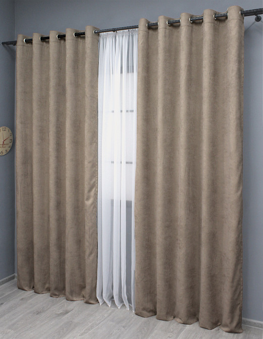 Комплект штор на люверсах VR-Textil Мікровелюр Petek № 1487ш 150х270 см 2 шт Какао (37-0212) Київ - фото 4