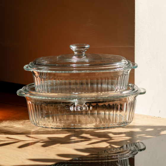 Yiwu Форми для запікання набір 2 шт скляні з кришками овальні HP-34-27 Киев