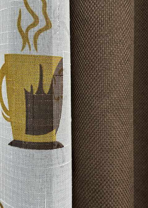 Комплект штор VR-Textil Льон Мішковина 100х270 2шт і Тюль 400х270 277ш-1858т Коричневий з білим 71-066/2 Київ - фото 7