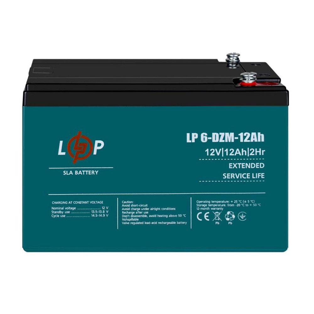 Тяговый свинцово-кислотный AGM аккумулятор LP 6-DZM-12 Ah - под Болт М5 Киев - изображение 4