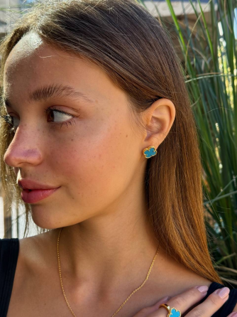 Van Cleef набір - сережки, підвіска, браслет, кільце / блакитна емаль / лимонне золото AU 750 Одеса