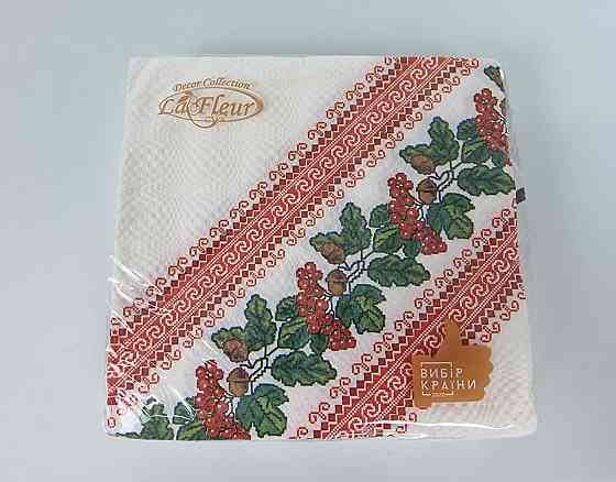 Бумажная двухслойная салфетка (ЗЗхЗЗ, 16шт)  La Fleur Символы Украины 1004 (1 пачка) Харьков