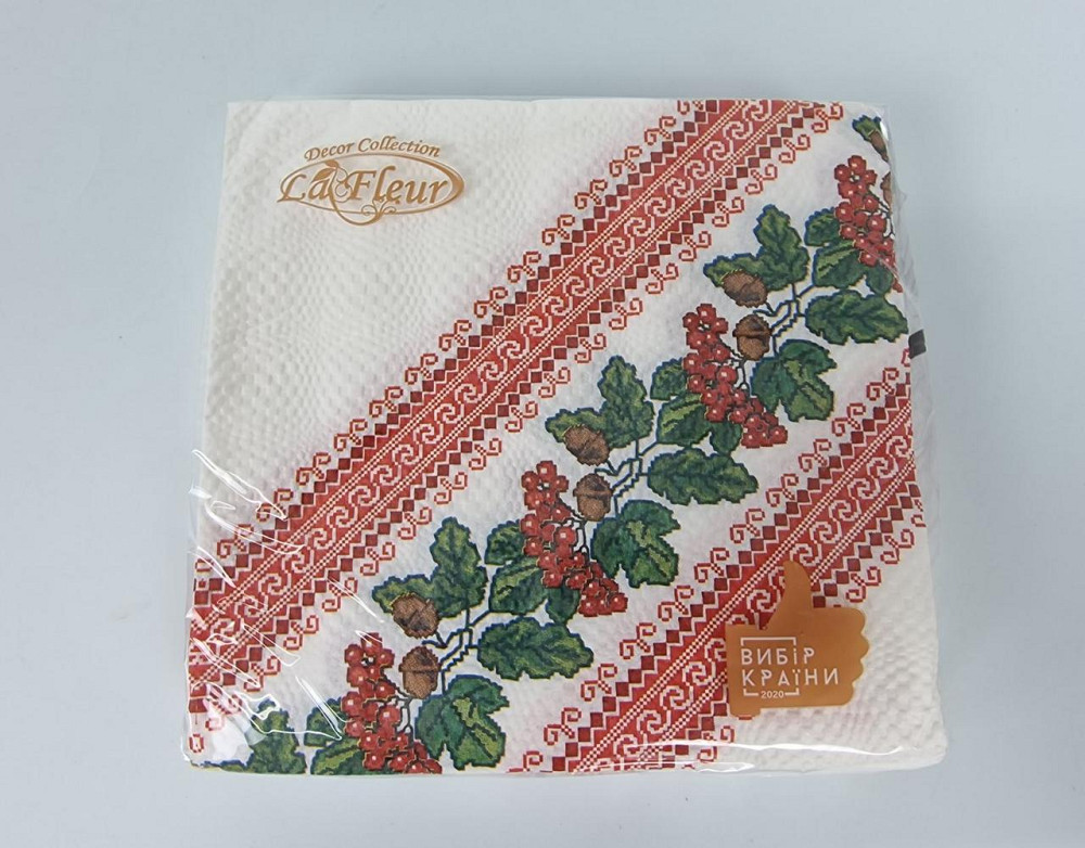 Бумажная двухслойная салфетка (ЗЗхЗЗ, 16шт)  La Fleur Символы Украины 1004 (1 пачка) Харьков - изображение 1