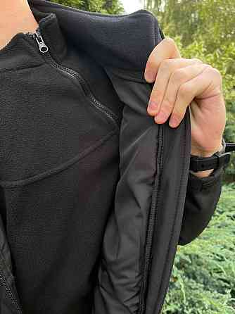 Водонепроницаемая мужская куртка из материала Soft Shell (Черная) 2XL Киев