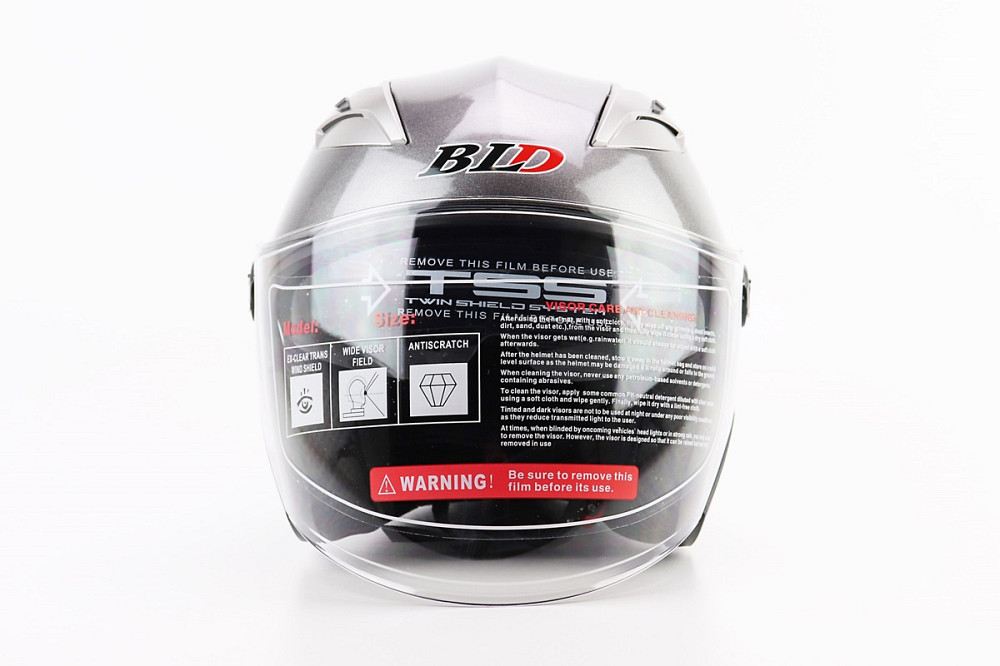 Шолом відкритий+відкидні окуляри BLD-708 М (57-58см), СІРИЙ глянець Київ - фото 5