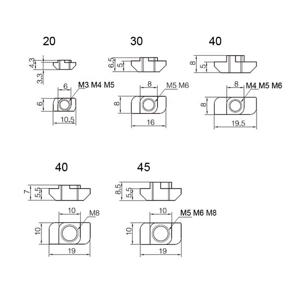Гайка Т-образна М4, 10 шт для алюмінієвого профілю 20 серії Київ - фото 3