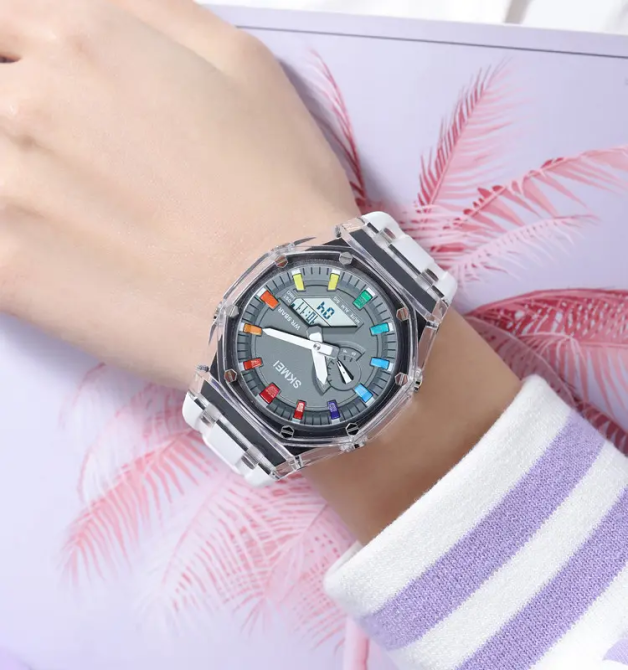 Жіночий спортивний годинник Skmei 2100 (Білий з сірим циферблатом) Вінниця - фото 6