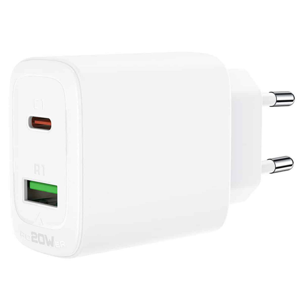 Мережевий зарядний пристрій ACEFAST A25 PD20W (USB-C+USB-A) dual port charger White Київ - фото 4
