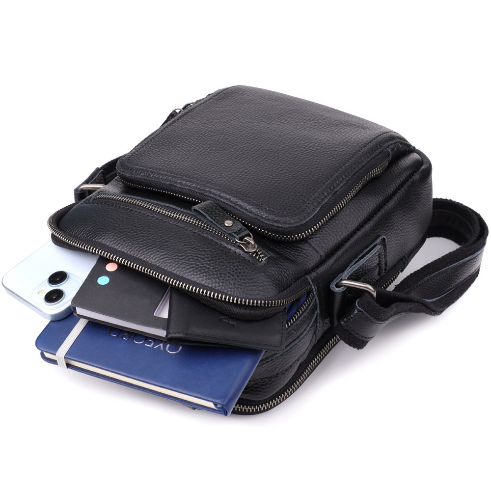 Ділова чоловіча сумка з ручкою для перенесення в руці з натуральної шкіри Vintage 23034 Чорний Київ - фото 9