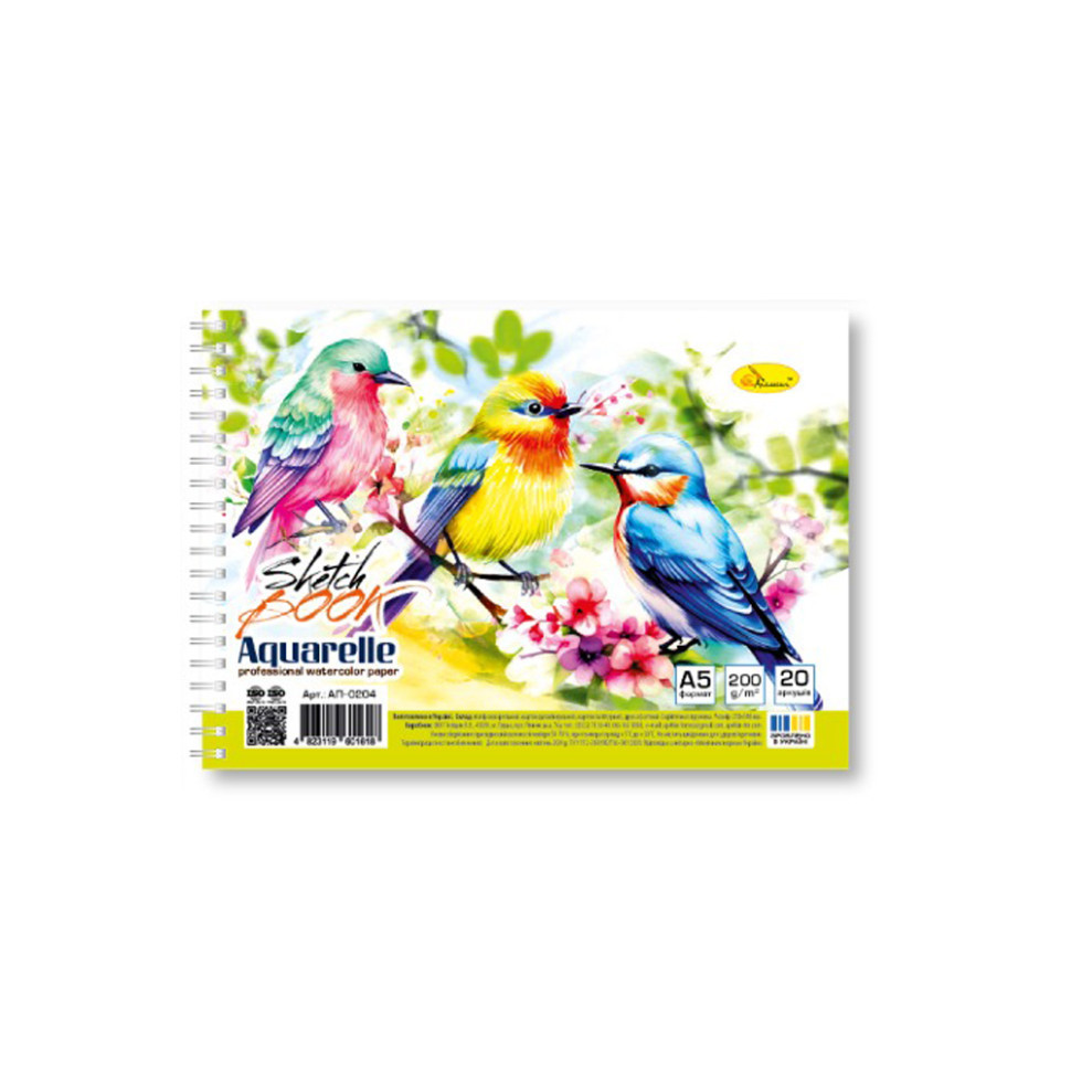 Скетчбук акварельний "Пташки" А5 АП-0204-3, 20 аркушів Вінниця - фото 1