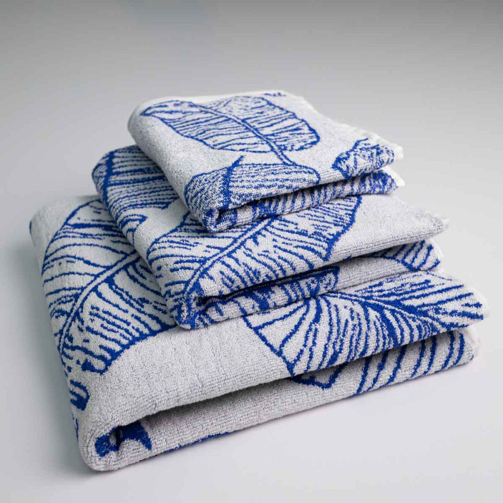 Набор махровых полотенец с рисунком перо 3шт GM Textile 40х70см, 50х90см, 70х140см 400г/м2 (Синий) Сумы - изображение 1