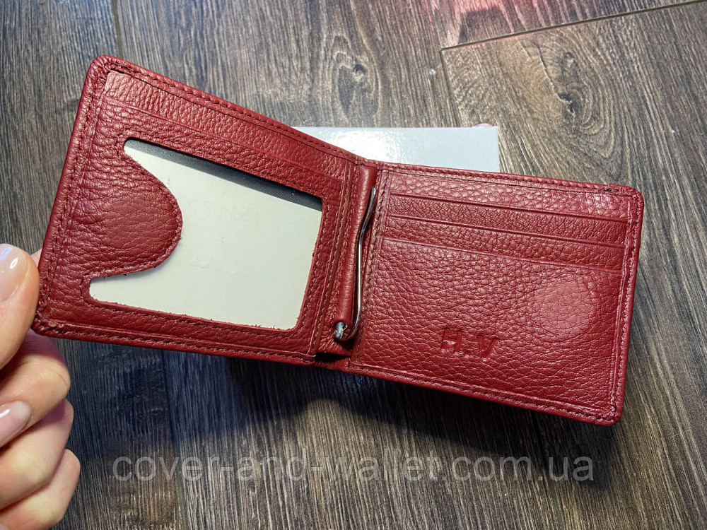 Женкий компактный кошелек бордового цвета на магнитах с зажимом для купюр Helen Verde Киев - изображение 2