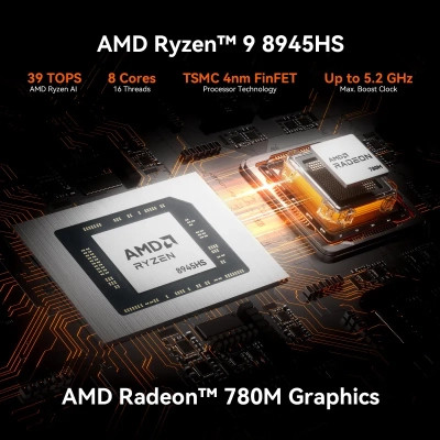 Комп'ютер GEEKOM Mini PC A8 / Ryzen7 8745HS, 32, 1TB, Radeon 780M, W11Pro (GMA8R78745HS-321T-EU) Вінниця - фото 10