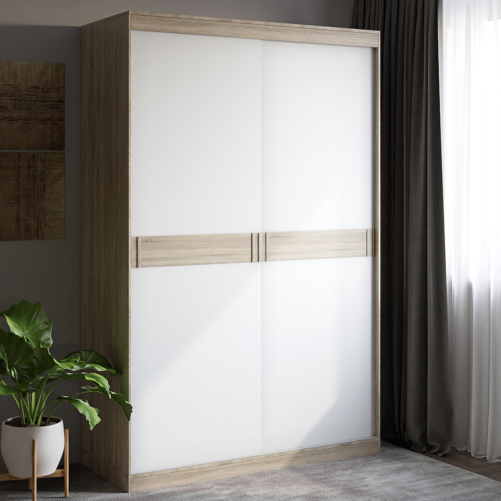 Шафа-купе Еверест Соната 1400 дводверна 140х60х217 дуб сонома+білий (DTM-2395) Дніпро - фото 1