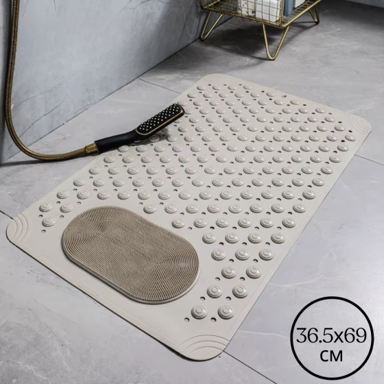 Коврик атискользящий для ванной комнаты и душа,массажный для ног силиконовый с присосками, бежевый 36.5х69 см Каменец-Подольский