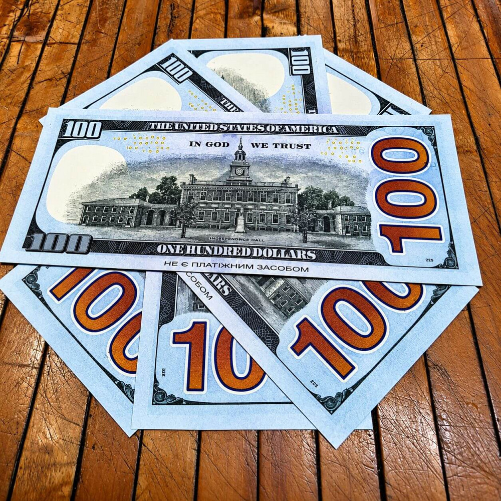 Доллары купюры по $100 нов. дизайна (синие), сувенир, игровые, пачка/80 банкнот Киев - изображение 6