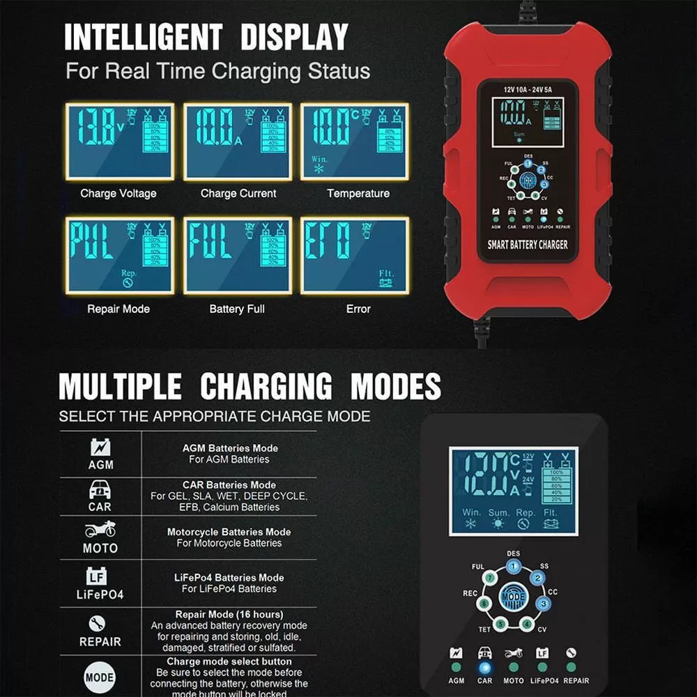 Автоматическое зарядное устройство Foxsur 12-24V 10А для авто аккумулятора Винница - изображение 9