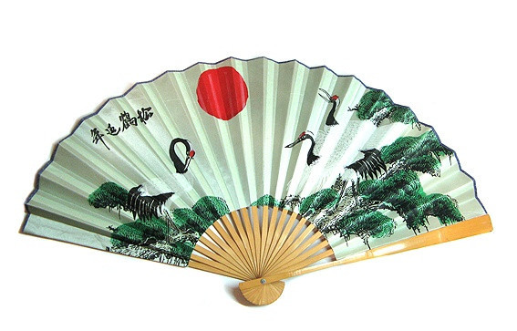 Веер настенный бамбук и шелк Журавли Киев - изображение 1