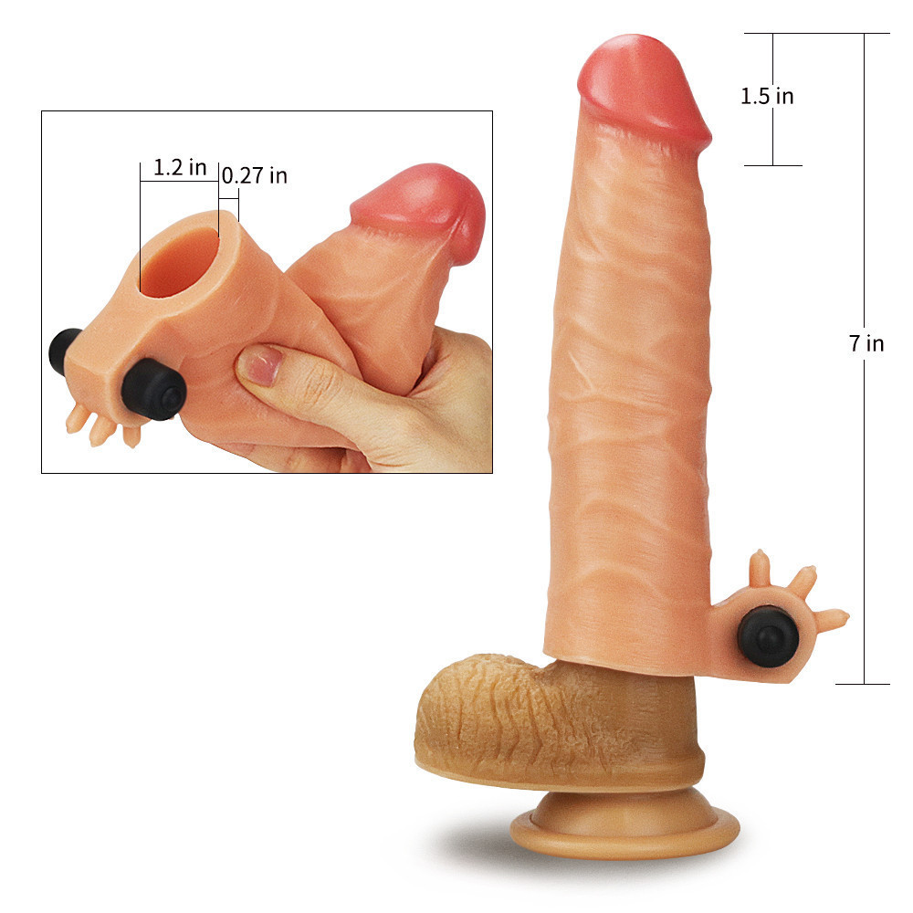 Вібронасадка на член - Revolutionary Silicone Nature Extender Add 1.5" Flesh Sex Aura Київ - фото 3