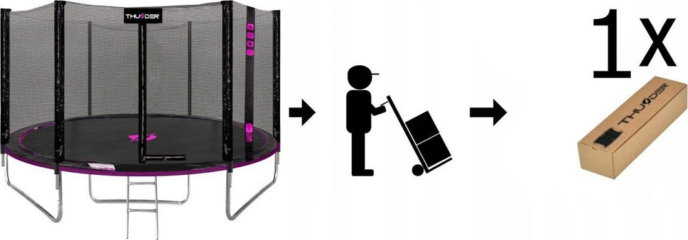 Батут THUNDER OUTSIDE PRO з зовнішньою сіткою 6 футів 183 см чорно-рожевий Київ - фото 8