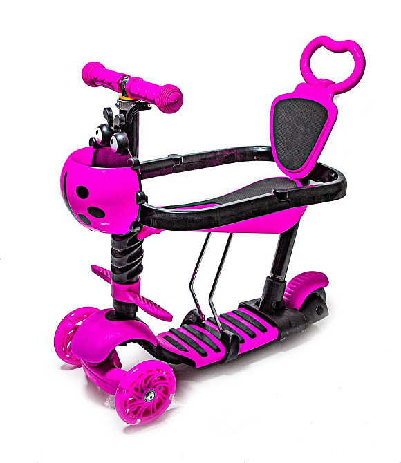 Самокат с защитным бортиком Scooter "Коровка" 5 в 1. Розовый Одесса - изображение 1