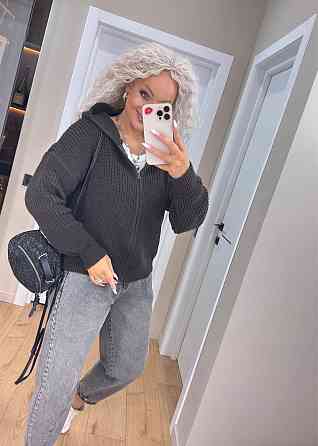 Кардиган в'язаний із капюоном на блискавці толстовка Шоколад Київ