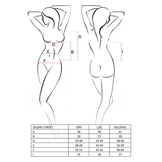 Корсет з пажами Passion JOLENE CORSET S/M, black, трусики, напіввідчинені груди, напівпрозорий Львів