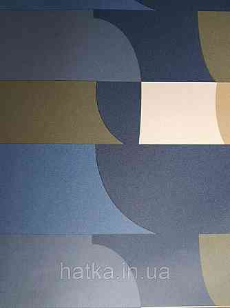Шпалери вінілові Lutece Bensimon абстракція геометрія фігури блакитні зелені сині білі на темно-синьому Київ