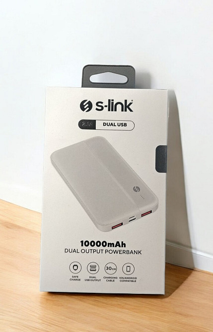 PowerBank Повербанк маленький легкий  S-link IP-G10N 10000 с 2 портами с LED индикатором заряда белый Одесса - изображение 1