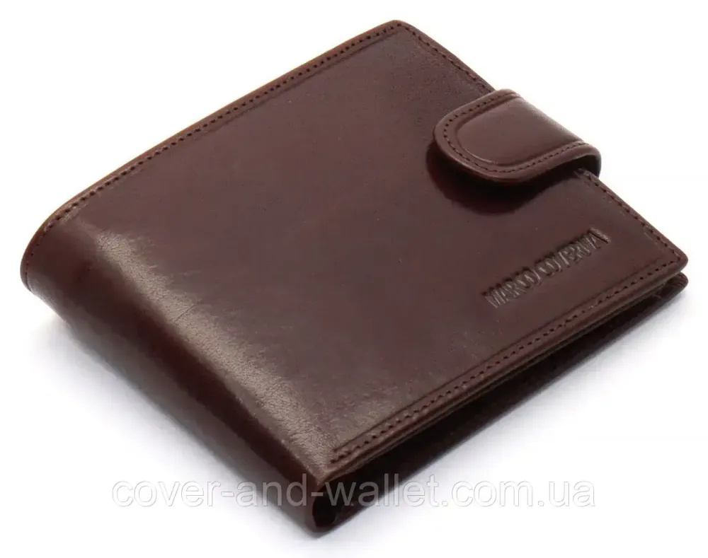Солідний коричневий чоловічий гаманець з натуральної шкіри Marco Coverna BK047-801 Київ - фото 5