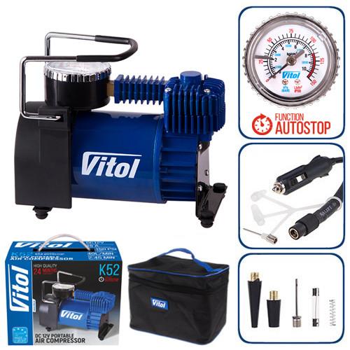 Компресор автомобільний Vitol 10Атм 40л/хв 200Вт з автостопом Львів - фото 7