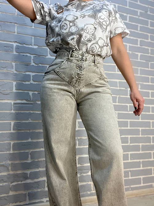 Джинси жіночі Its Basic 2909 STRAIGXT кокетка на гудзиках прямі від стегна сірі, сірий, 36, 36, 73 см, 102 см Київ - фото 18