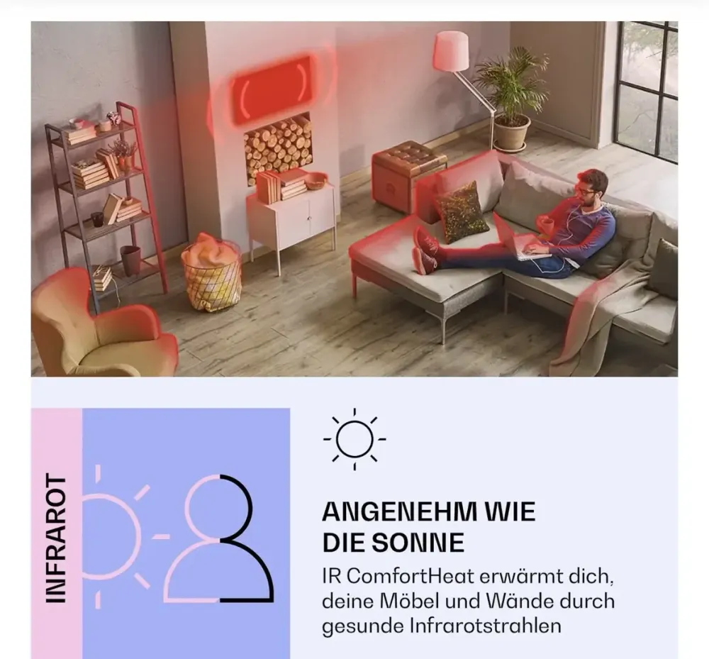 Уцінка! Інфрачервоний обігрівач Klarstein Wondersky 700W 60x120см 10038380 Німеччина Дніпро - фото 13
