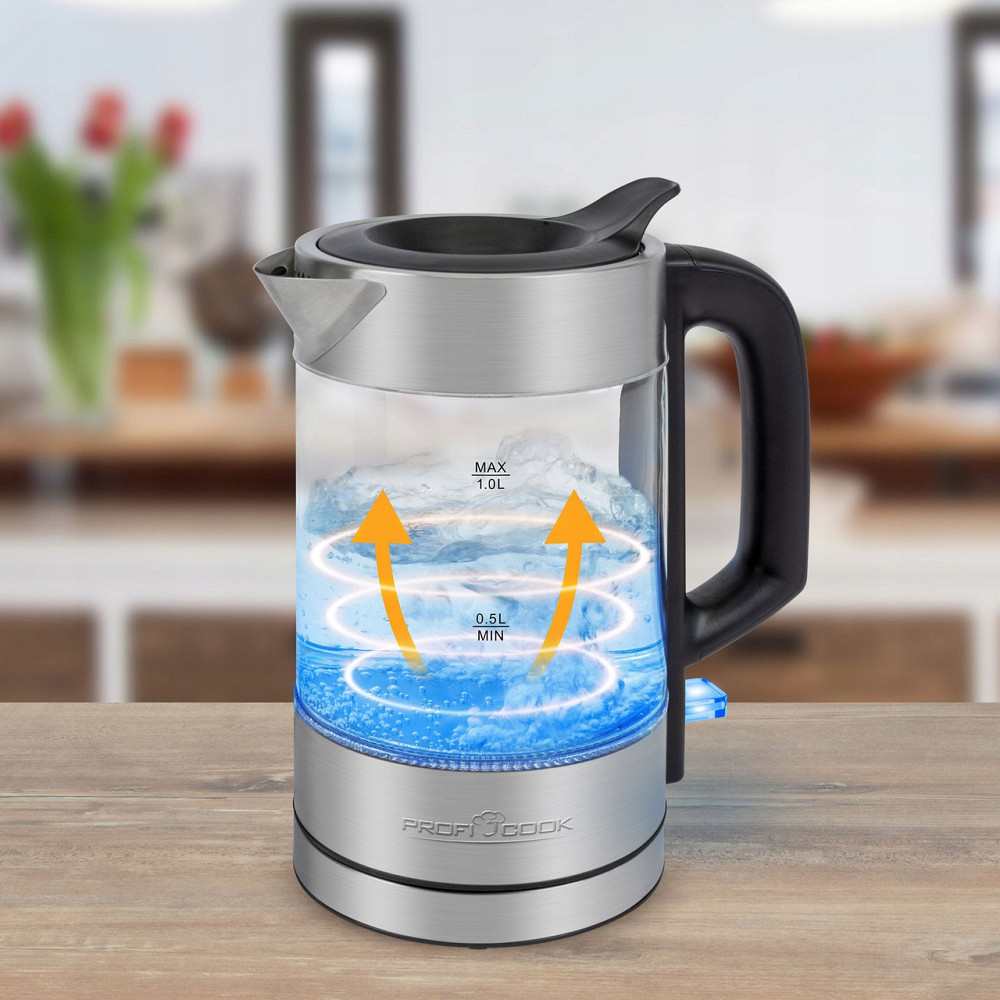 Електричний чайник скляний 1.5 літра з підсвічуванням Profi Cook PC-WKS (1107) 2200 Вт Нововолинськ - фото 8