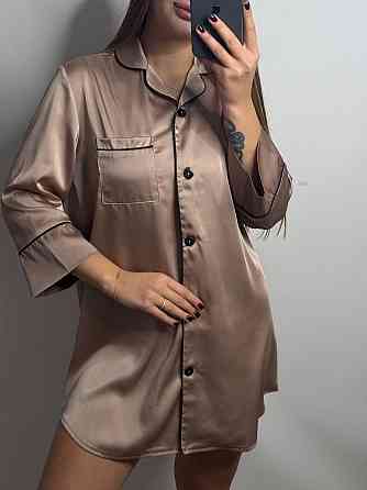 Жіноча нічна сорочка подовжена шовкова M Бежевий Харків