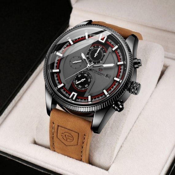 Годинник чоловічий механічний Forsining Tennesy Wine Red (2 ремінці) Вінниця - фото 4