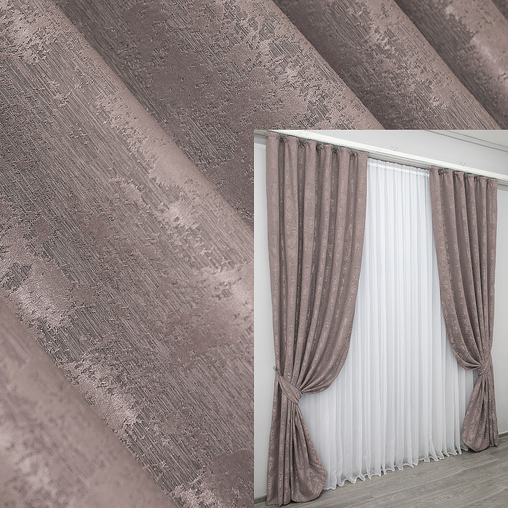 Комплект готовых штор VR-Textil Жаккард Sultan YL № 1210ш Серо-пудровый 100х270 см 2 шт (31-482) Киев - изображение 1