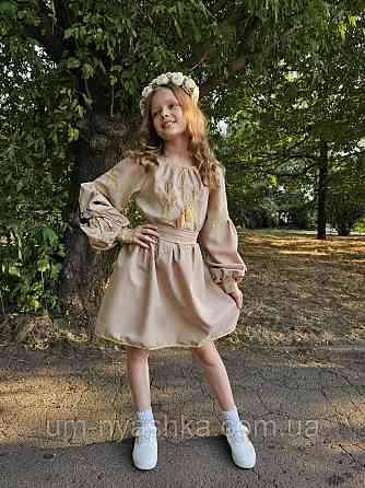 Детский платье вышиванка с ласточками и колосками 