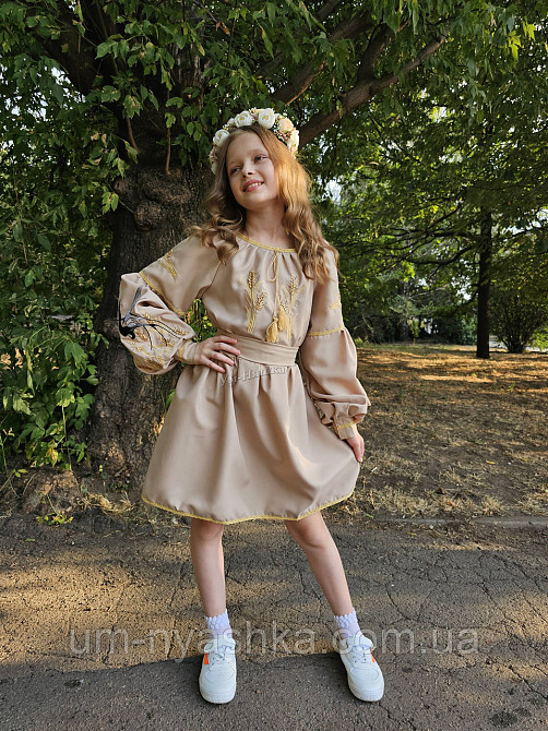 Детский платье вышиванка с ласточками и колосками 