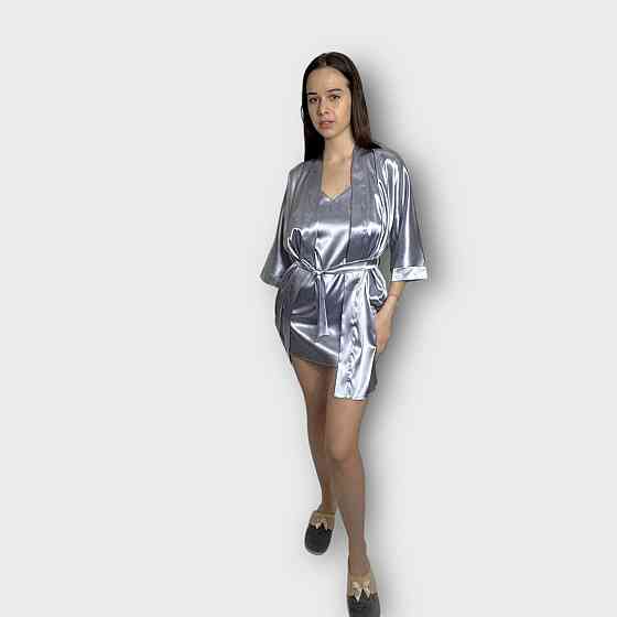 Комплект ночная рубашка с халатом Серый L Харьков