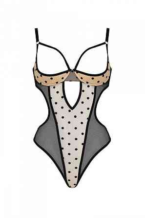 Еротичне боді Passion MARINA BODY, S/M, beige, з відкритими чашками Sex Aura Київ