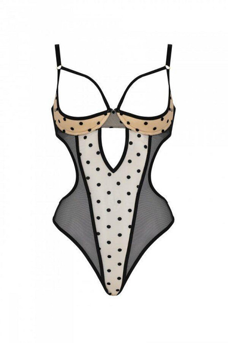 Еротичне боді Passion MARINA BODY, S/M, beige, з відкритими чашками Sex Aura Київ - фото 3
