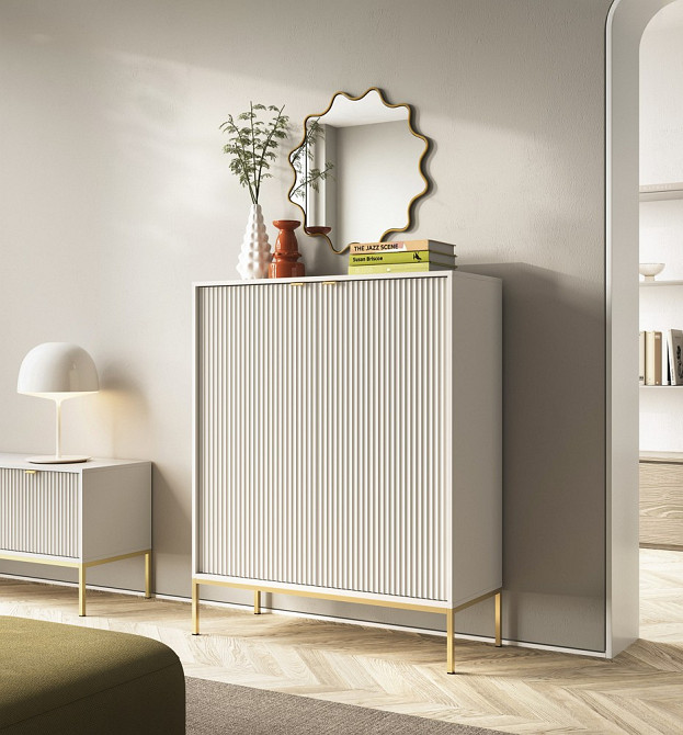 Комод високий Perfect Home Нова / Nova 2-дверний з золотими ніжками K104 Кашемір (PFH-091237) Дніпро - фото 1
