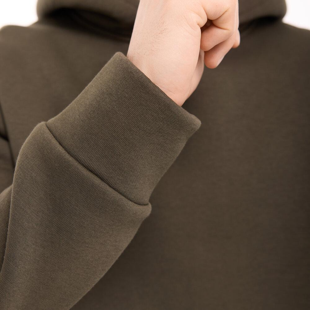 Тепле чоловіче худі на флісі з капюшоном хакі Pobedov 008 ЗИМА Київ - фото 10