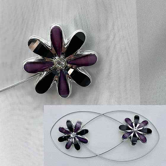 Магніти для штор та гардин "Квітка" набір 2 шт Чорний з фіолетовим (81-250) Київ